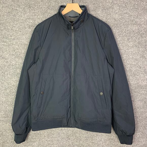 Ted Baker Full‎ Zip Bomber Jacket Sweatshirt Navy Blue Designer Men's Sz 4 - Picture 1 of 8